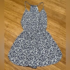 Ivory and Navy Floral Romper